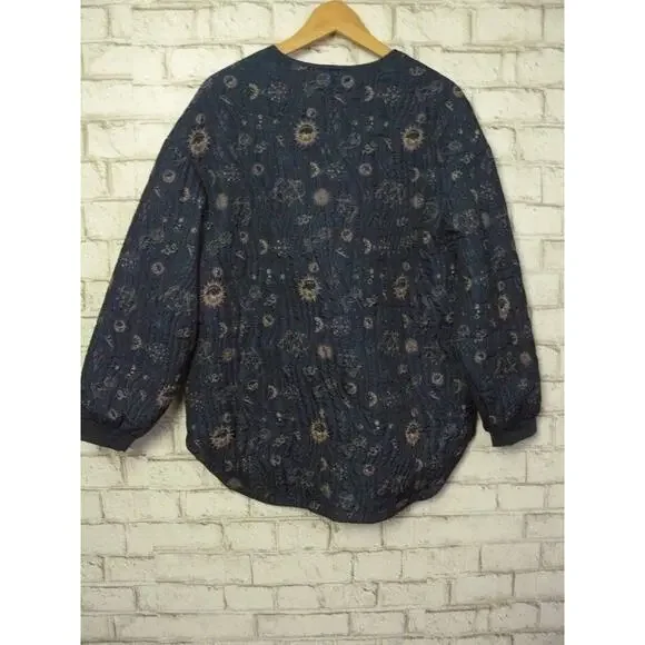 $240 Calme by Johnny Was Yessi Quilted Astrology Softshell Zip Jacket Large NEW